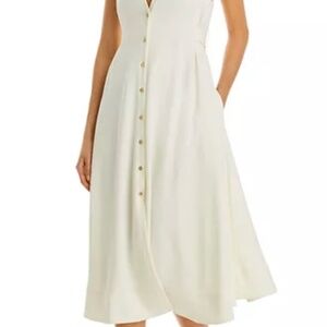 Cult Gaia Bella Sleeveless Twill Tie-Back Midi Dress Xsmall